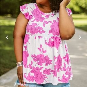 SOLD Glitzy Girlz Boutique Floral Babydoll Top